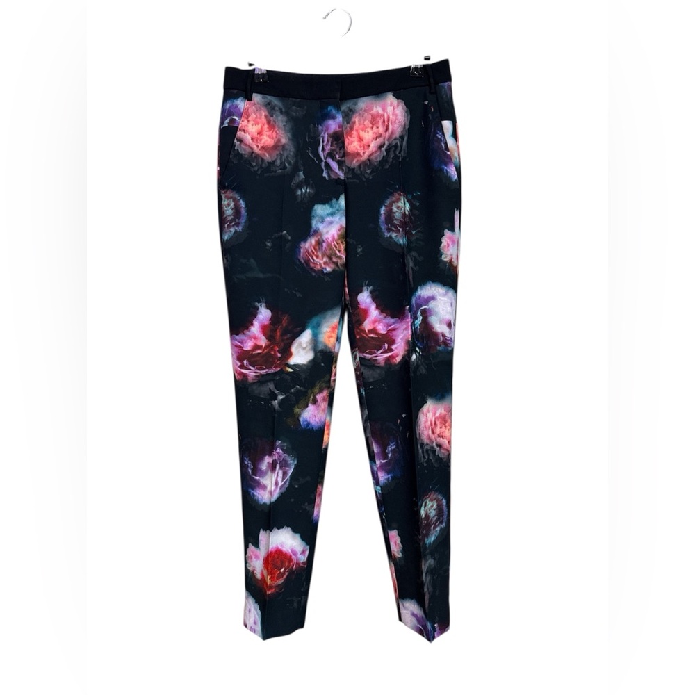 Paul Smith Floral Print Slacks EU 40 | US 6β8 Black Statement Pants - Picture 2 of 6
